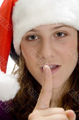 lady instructing to keep silent