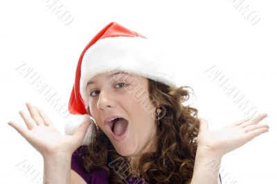 female with santa cap
