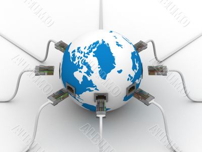 Global communication in the world. 3D image.