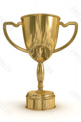 Gold cup of the winner. the 3D  image.