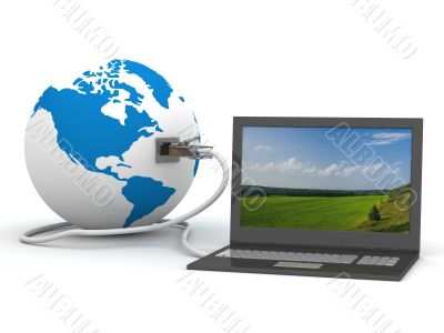 Global communication in the world. 3D image.