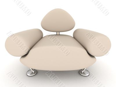 leather armchair on a white background. 3D image.