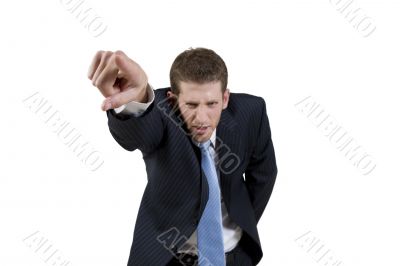 businessman giving warning