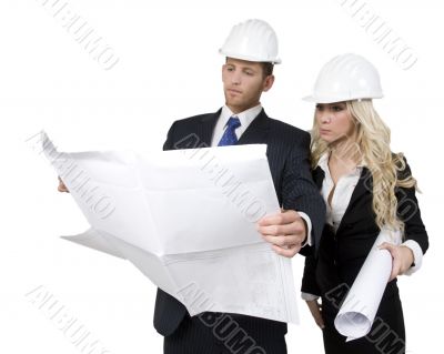 architects studying plan