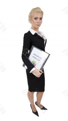 lady with financial reports