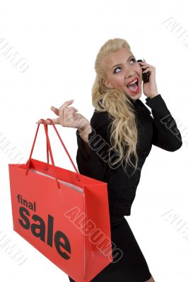 attractive young lady with shopping bag