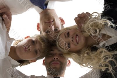 business team in circle