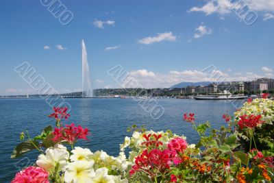 Lac Leman Geneva fountain