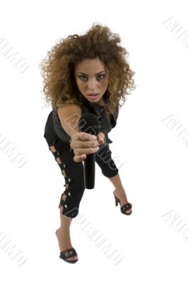 singer offering her mic to sing