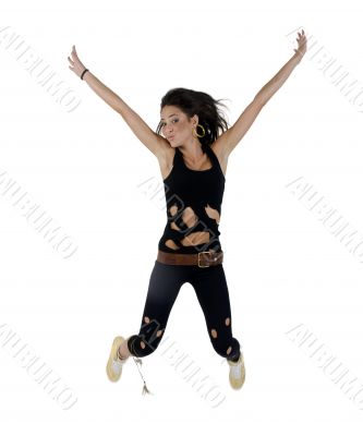 jumping stylish female