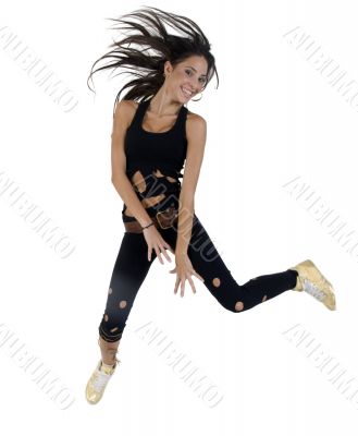 jumping beautiful woman