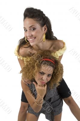 cheerful piggy back