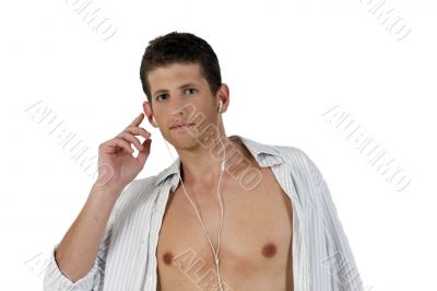 listening young man