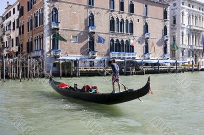 the scenery along the grand canal in venice