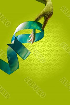 Hand with ribbon