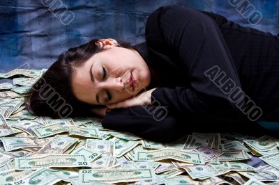 Woman dreaming about money