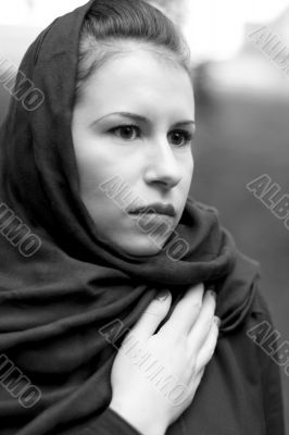 portrait of inconsolable widow