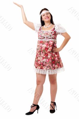 woman in dress of folksy cut