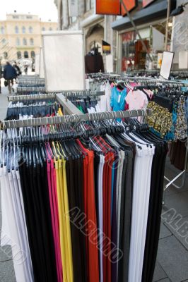 Clothes stand in a street shop