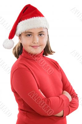 Beautiful girl with hat of Santa Claus