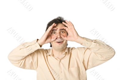 A man staring at something