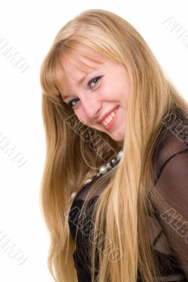 blond girl isolated on white background