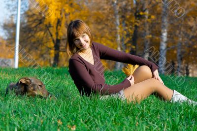 girl and dog