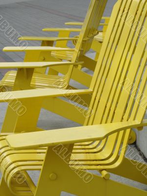 yellow metal outdoor chair