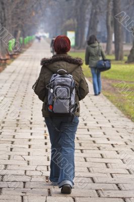 Teenage girl walking