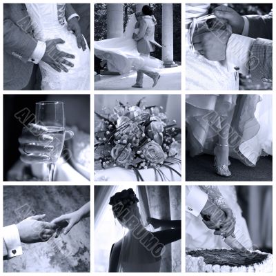 Collage of nine wedding photos
