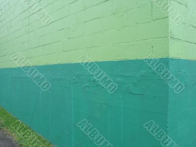 green cinder blocks building