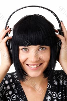 woman wearing headphones