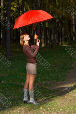 girl with a red umbrella