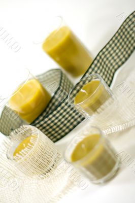 candles and green ribbon