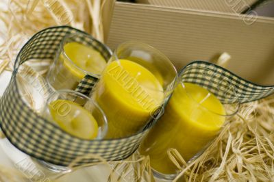 candles, ribbon and box