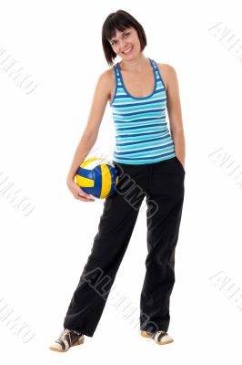 young woman with volleyball