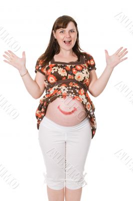 happy surprised pregnant woman