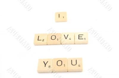 I love you written in seperate letter blocks