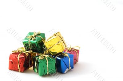 some christmas presents isolated on white background