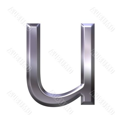 3D Silver Letter u