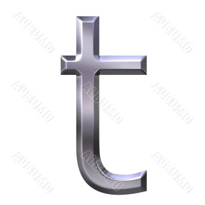 3D Silver Letter t