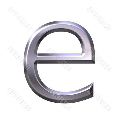 3D Silver Letter e