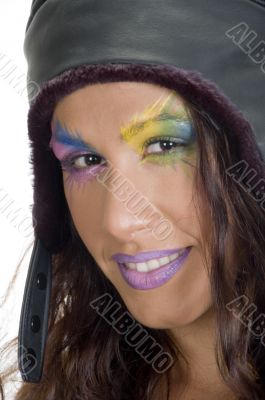 close up of decorated female face