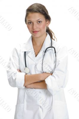 posing lady doctor with folded hands