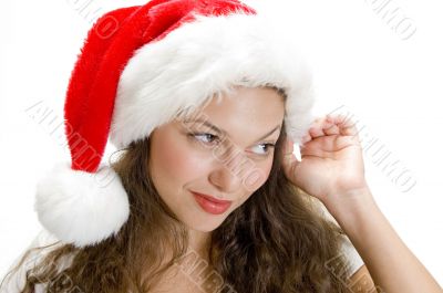 female holding santa cap