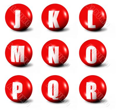 alphabet made of red 3D spheres