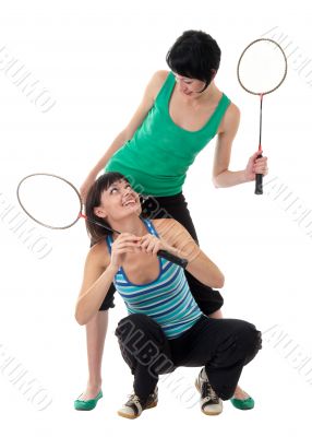 girls with badminton racket