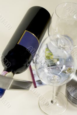 Bottle and two glasses