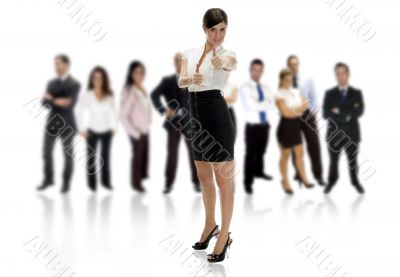 business woman with her workers