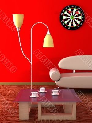 Interior of a living room. 3D image.